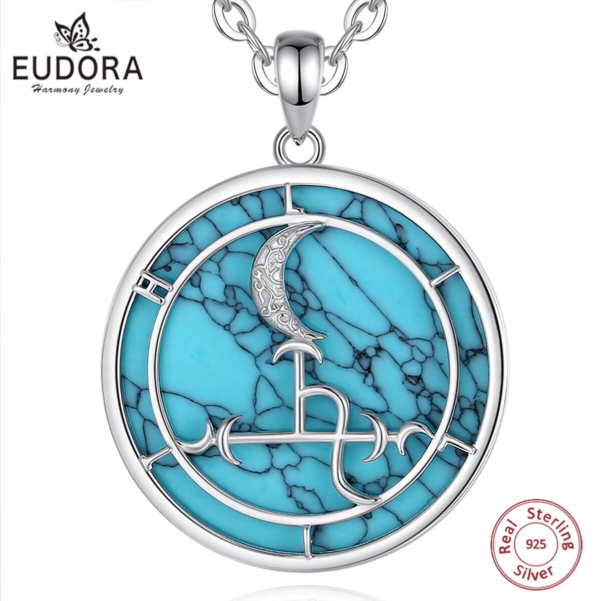 925 Sterling Silver Chain Necklace Men - Eudora 925จี้สร้อยคอจี้พระจันทร์ลิลิธสีเงินสเตอร์ลิงสำหรับผู้หญิงผู้ชายเครื่องประดับจี้เครื่องรางปีศาจลิลิธสีเขียวขุ่น