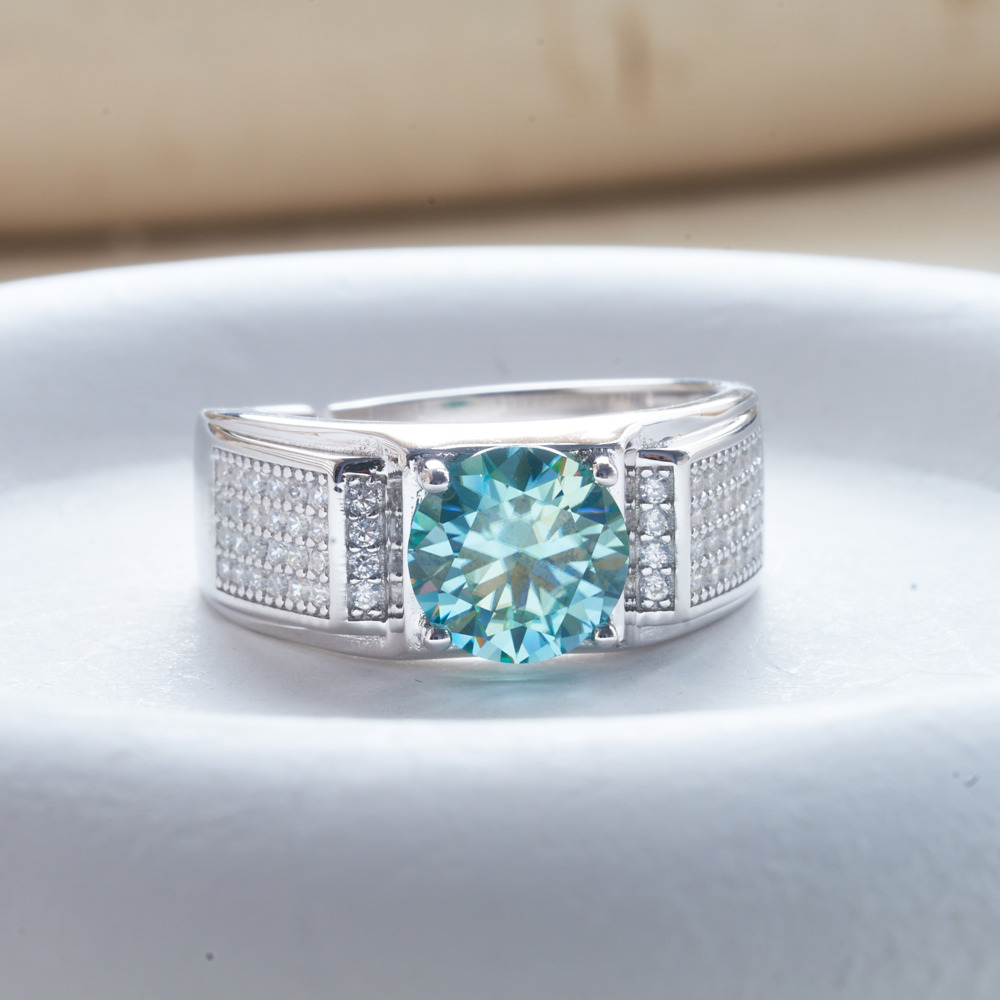 แหวนเพชรโมอิสสีฟ้าธรรมชาติ1กะร - Moissanite Engagement Ring 1 Carat บทวิจารณ์และราคา