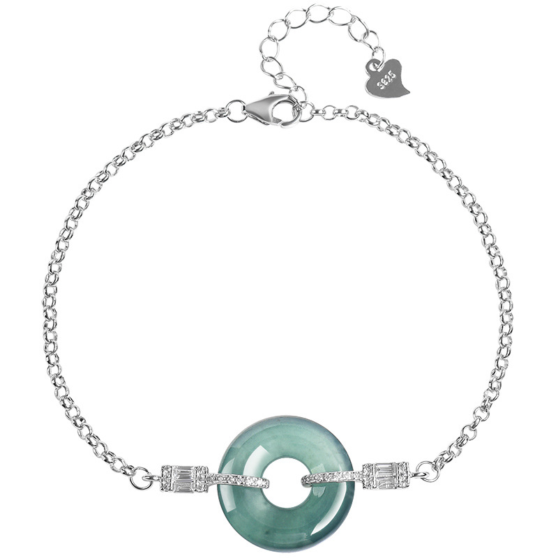 สีฟ้าพม่า Jadeite แหวนสร้อยข้อ - Bracelets บทวิจารณ์และราคา