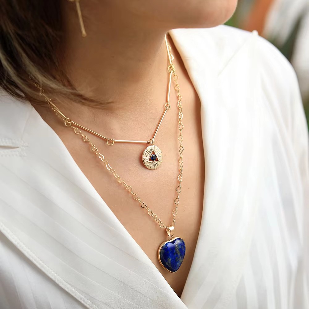 สร้อยคอหลายชั้น จี้รูปหัวใจอัญ - Layered Pendant Necklace Aesthetic บทวิจารณ์และราคา