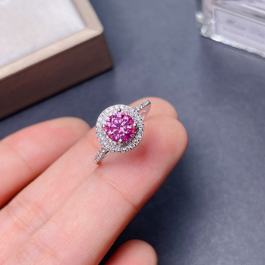 ใหม่ Crackling สีชมพู Moissani - Moissanite Engagement Ring 1 Carat บทวิจารณ์และราคา